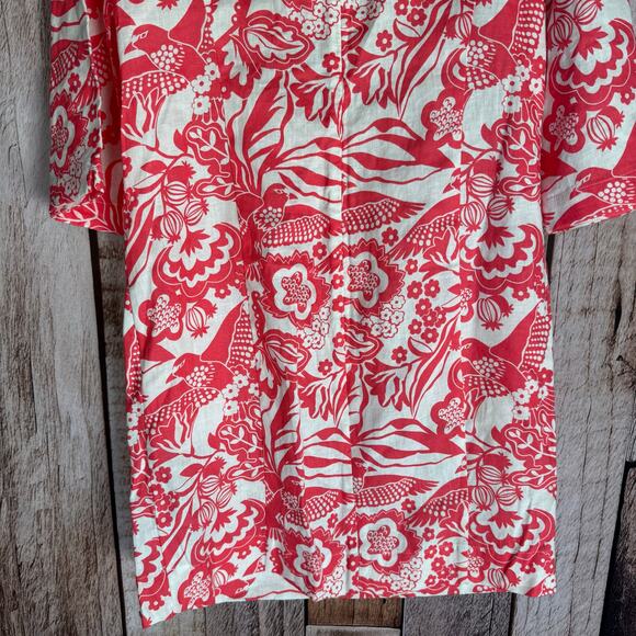 Boden Dress Laurie in Lollipop Exotic Escape 100% Linen Bird Floral US Size 6 R - Picture 6 of 8